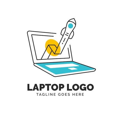 Modelo De Logotipo De Laptop Plano Linear Vetor Gr Tis