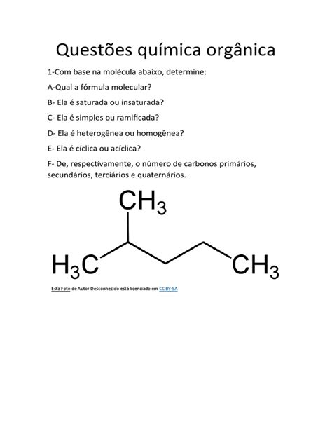 Questoes Quimica Organica - Questões Química Orgânica | PDF