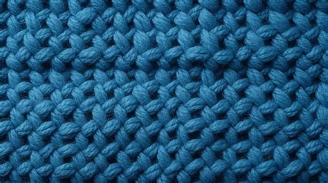 Close Up Of Knitted Blue Wool Texture In A Knit Pattern Background