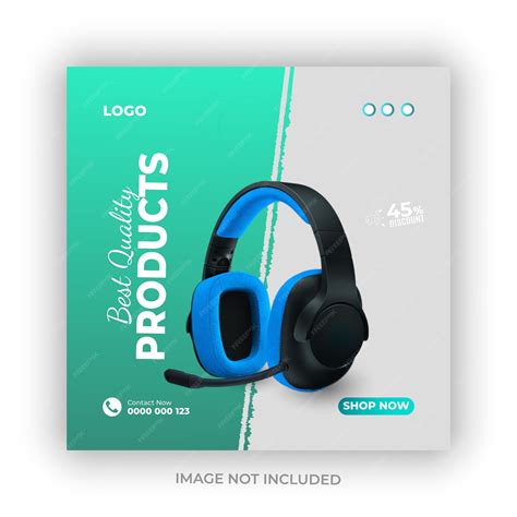 Premium Vector | Headphone brand product marketing social media post