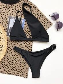 Solid Bikini Set Cut Out One Shoulder Top High Cut Bottom Piece Bathing Suit For Summer