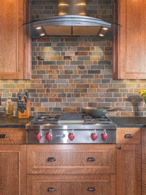 Rusty Brown Slate Mosaic Backsplash Tile For Traditional Kitchen