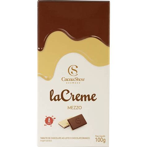 Tablete De Chocolate Lacreme Ao Leite E Branco Mezzo Cacau Show 100g