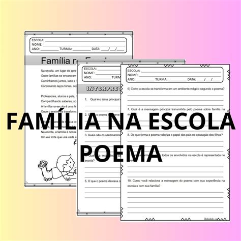 Poema Sobre Família E Escola - FAMÍLIA NA ESCOLA - POEMA