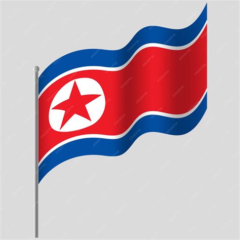 Premium Vector | Waved north korea flag korean flag on flagpole vector ...