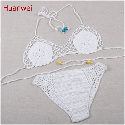 Sexy Crochet White Bikini Set Bathing Suit Swimsuit Women Push Up