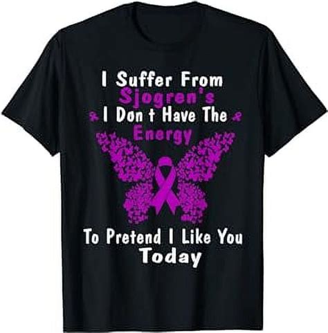 Sjogrens Syndrome Awareness Butterfly Purple Ribbon Disease T Shirt