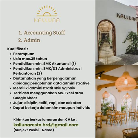 Lowongan Kerja Accounting Staff Admin Di Kalluna Lokerjogja Id