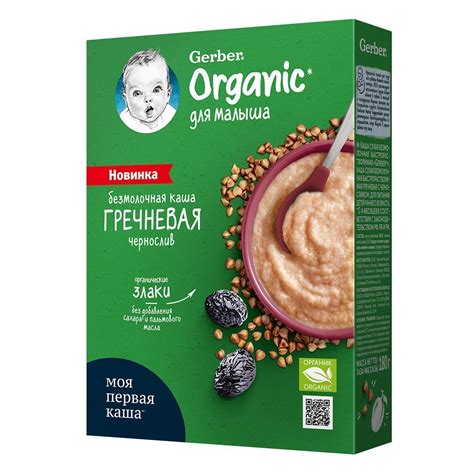 Купить безмолочную кашу Gerber® серии Organic «Гречневая с черносливом ...