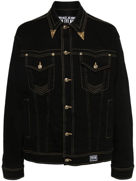 Versace Jeans Couture V Emblem Denim Jacket Black Farfetch