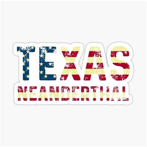 Texas Neanderthals Vintage America Flag Neanderthal Thinking Sticker