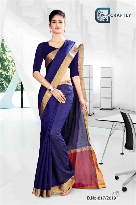 Blue Yellow Corporate Uniform Sarees 817 - Uniform Sarees Corp - India ...