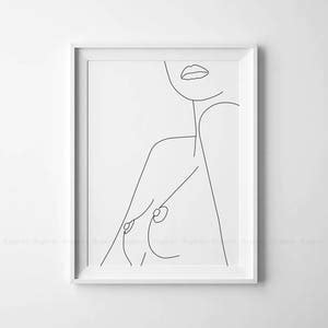 Nude Female Body Printable Minimalist Naked Art Topless Bedroom Erotic Prints Woman Nipple