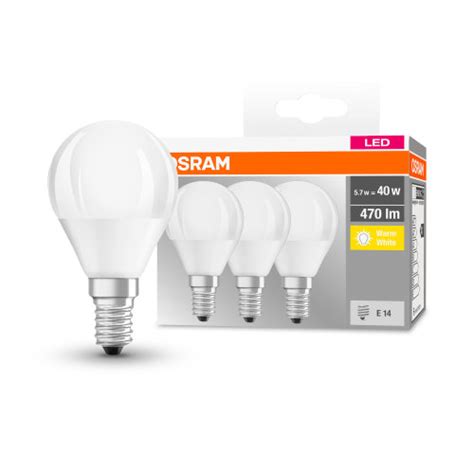 3er Pack OSRAM LED BASE E14 Tropfenform MATT 5 5W 40W Warmweiss 470 Lumen