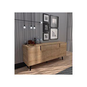 Vertex Mobilya Latina Ahşap Ayaklı Modern Konsol 180 Cm Safir Meşe Konsol
