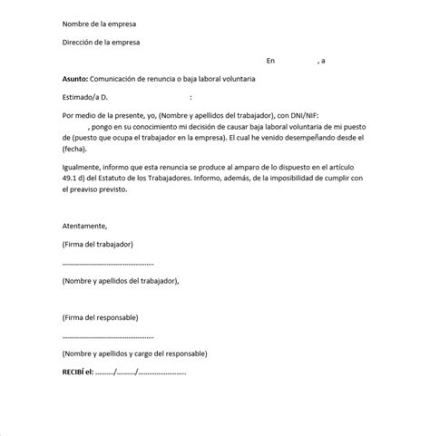 Arriba 78 Imagen Modelo Carta De Renuncia Laboral Voluntaria Y