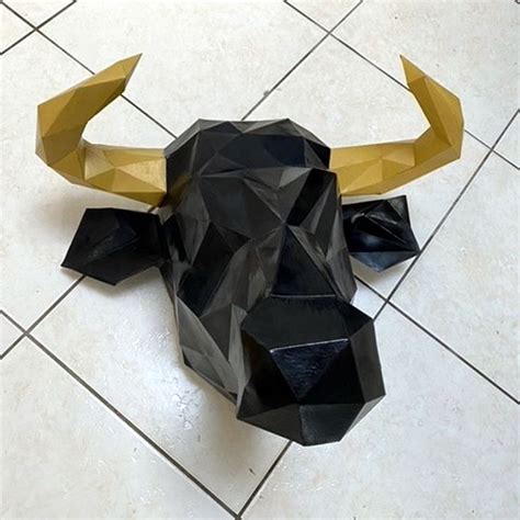 Bull Head Papercraft Sculpture Printable D Puzzle Papercraft Pdf