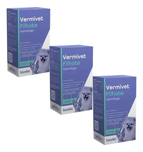 Kit 3 Vermivet Filhote 20 Ml Biovet Vermífugo MercadoLivre