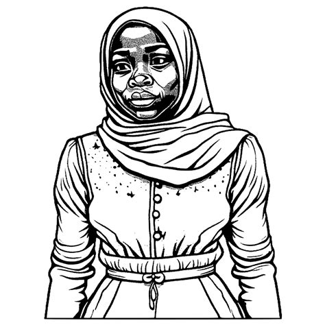 African American Muslim Woman Coloring Page Creative Fabrica