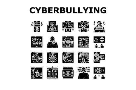 Cyberbullying Cyber Online Icons Set Vector 3319780