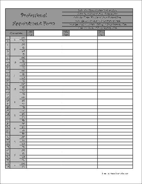 Free Personalized Wide Numbered Row Fancy Professional Appointment Form