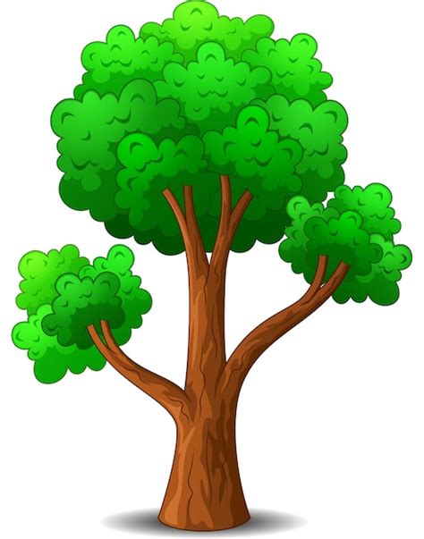 Dibujos animados de árbol sobre fondo blanco Vector Premium