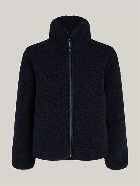 Teddy Fleece Relaxed Zip Thru Jacket Blue Tommy Hilfiger