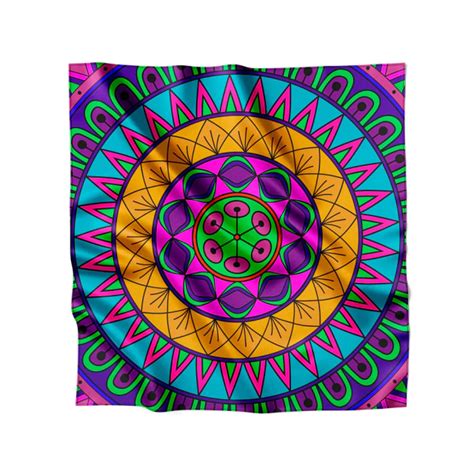 Lenço de Cetim Psicodélico Mandala Boho Cores RAVEUP