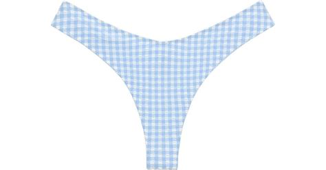 Montce Peri Micro Gingham Lulu Zig Zag Stitch Bikini Bottom In Blue Lyst