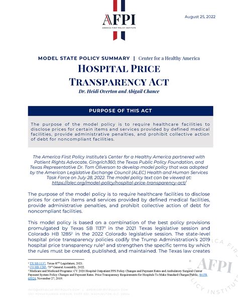 Hospital Price Transparency Act | Issues