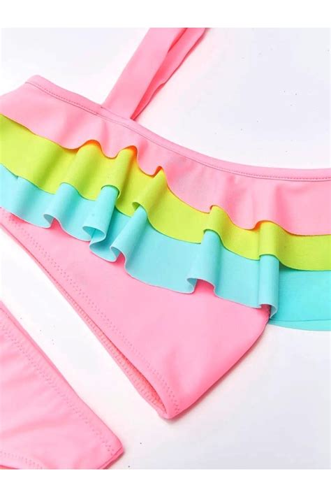DEEP BEACH Renkli Volanlı Kız Çocuk Bikini Takım Db bt Fiyatı Yorumları Trendyol