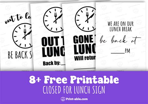 8 Free Closed For Lunch Sign Printable Print Able