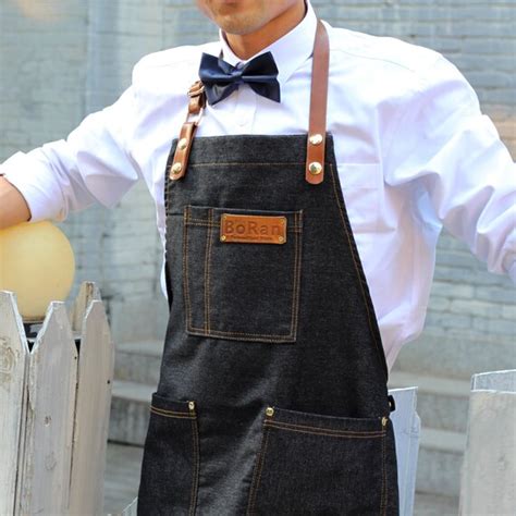 Personalized Apronneck Strap Denim Apron Removable Leather Etsy