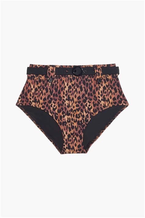Solid Striped The Annie Belted Leopard Print High Rise Bikini Briefs The Outnet