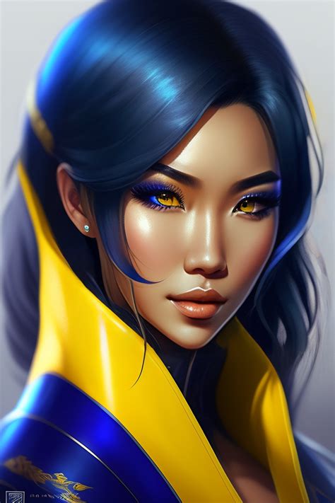 Lexica A Portrait Of Anime Blonde Filipine Blue And Yellow Dractyr Face Of Jodi Sta Maria