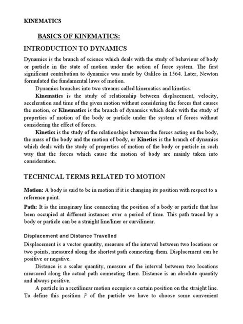 Basics of Kinematics | PDF | Kinematics | Force