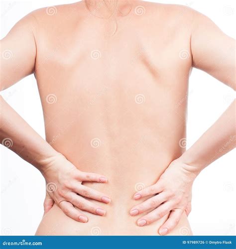 Woman From The Back Naked Body Pain Concept Stock Photo Image Of Hand Medical