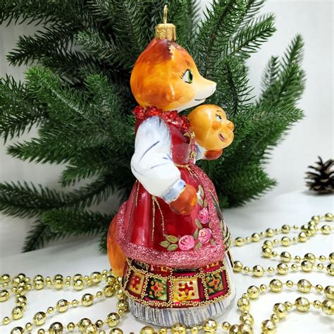 Купить стеклянная елочная игрушка лиса с колобком в магазине ...