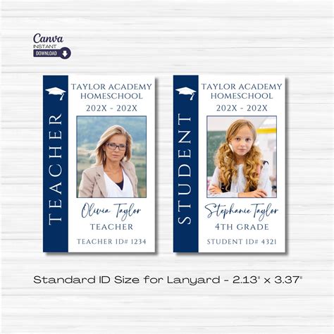 Editable Homeschool Teacher Id Card Template Printable Student