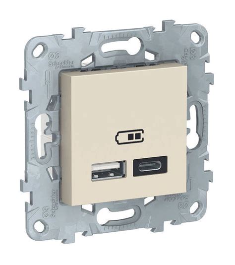 Розетка USB Unica New тип А/тип C (бежевый)