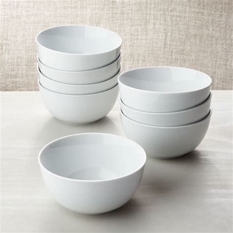 White Porcelain Cereal Bowls Set Of 8 Crate And Barrel