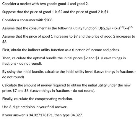 Solved Consider a market with two goods: good 1 and good 2. | Chegg.com
