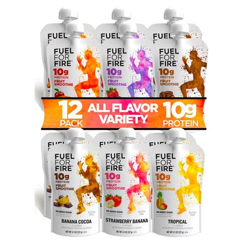 Fuel for Fire Protein Smoothie Pouch - Variety (12-Pack) | 6 Flavors ...