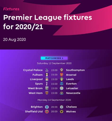 The Premier League Fixtures For The Season Have Been Announced