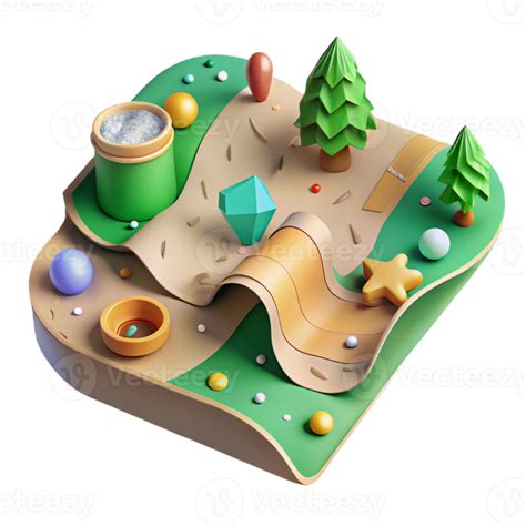 stunning rustic Protected Area Map Illustration Green Zones Cutout