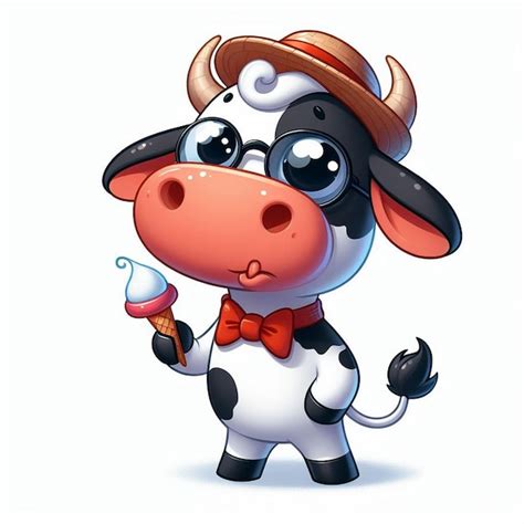 Una Vaca De Dibujos Animados Con Un Sombrero Y Una Vaca Con Sombrero