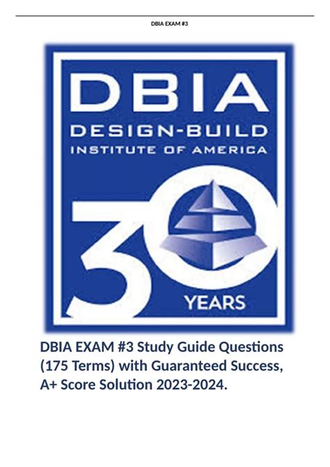 DBIA EXAM #3 Study Guide Questions (175 Terms) with Guaranteed Success