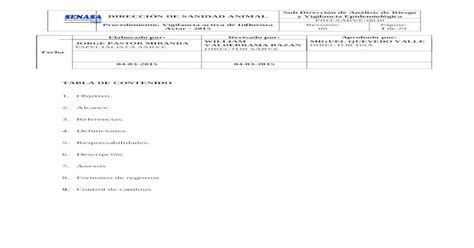 Manual Procedimiento De Vigilancia Activa Para Influenza Aviar Doc