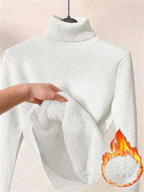 Shein Chicease High Neck Thermal Lined Slim Fit Thermal Sweater Warm