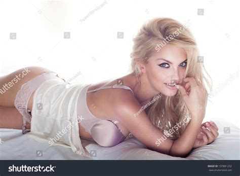 Sexy Beautiful Blonde Woman Posing Lingerie Stock Photo 197881232 Shutterstock